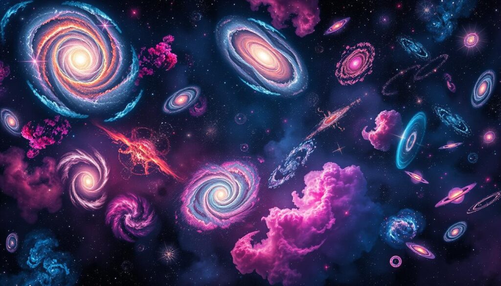 Deep space objects including galaxies and nebulae